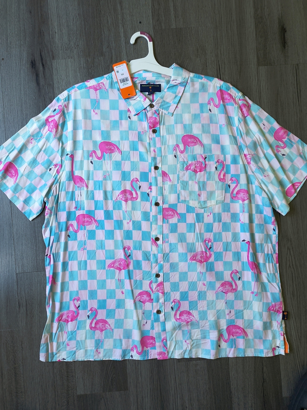 Pink Flamingo & Aqua Check Short-Sleeve Button-Up Shirt - Men